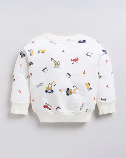 Cot & Candy Baby Off White Winter Wear Sweatshirt & Jogger Set-Construction-GOTS Certified Organic Fleece-For Infants