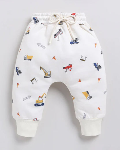 Cot & Candy Baby Off White Winter Wear Sweatshirt & Jogger Set-Construction-GOTS Certified Organic Fleece-For Infants