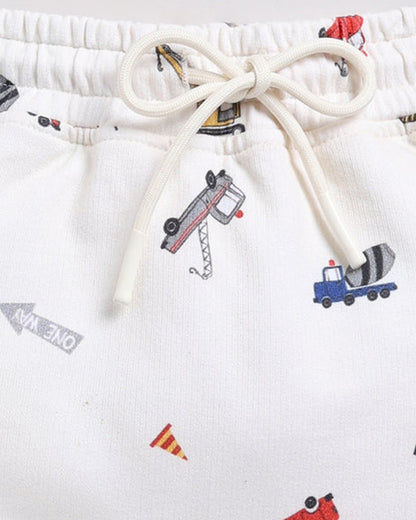 Cot & Candy Baby Off White Winter Wear Sweatshirt & Jogger Set-Construction-GOTS Certified Organic Fleece-For Infants