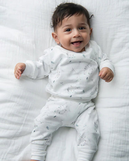 Cot & Candy Baby Off White Winter Wear Sweatshirt & Jogger Set-Constellation-GOTS Certified Organic Fleece-For Infants