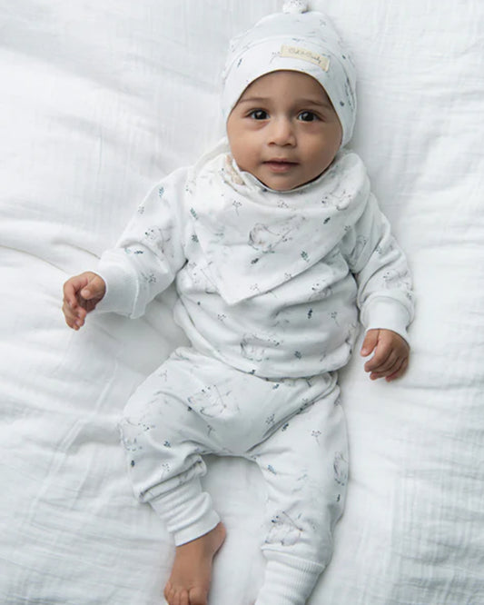 Cot & Candy Baby Off White Winter Wear Sweatshirt & Jogger Set-Constellation-GOTS Certified Organic Fleece-For Infants