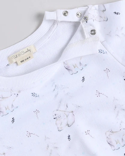 Cot & Candy Baby Off White Winter Wear Sweatshirt & Jogger Set-Constellation-GOTS Certified Organic Fleece-For Infants