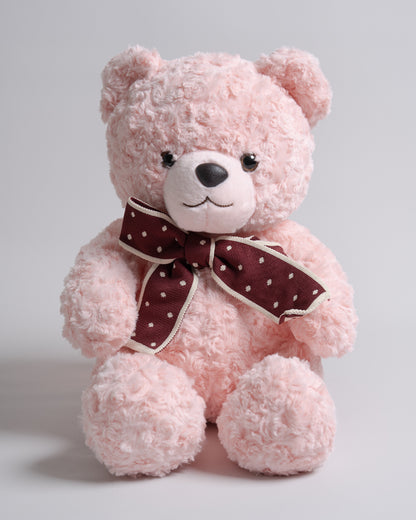 Just Bear Pink Teddy With Maroon Bow Soft Toy-Ultra Soft & Huggable Bear-36M+