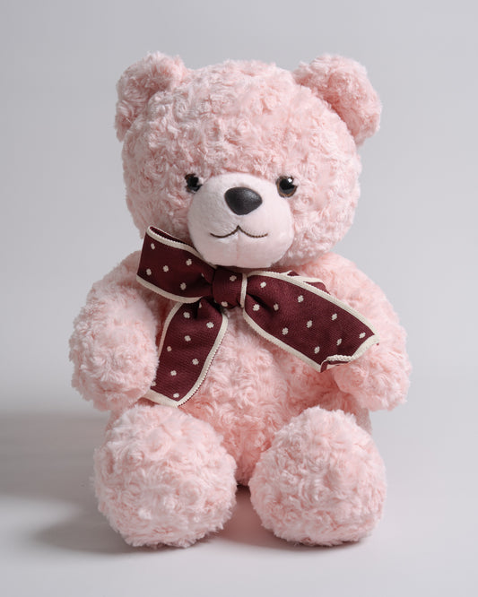 Just Bear Pink Teddy With Maroon Bow Soft Toy-Ultra Soft & Huggable Bear-36M+