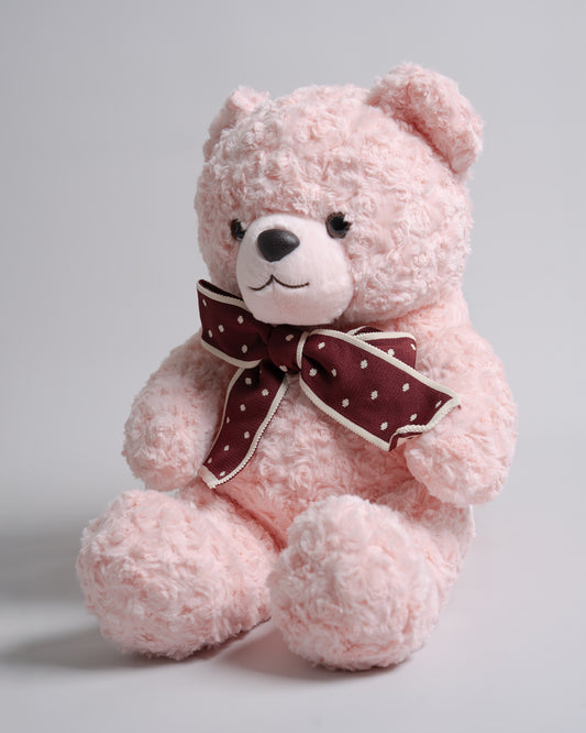 Just Bear Pink Teddy With Maroon Bow Soft Toy-Ultra Soft & Huggable Bear-36M+