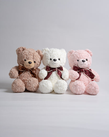Just Bear Pink Teddy With Maroon Bow Soft Toy-Ultra Soft & Huggable Bear-36M+