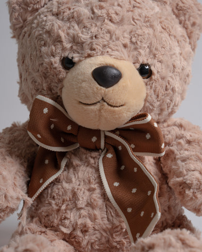 Just Bear Brown Teddy With Maroon Bow Soft Toy-Ultra Soft & Huggable Bear-36M+