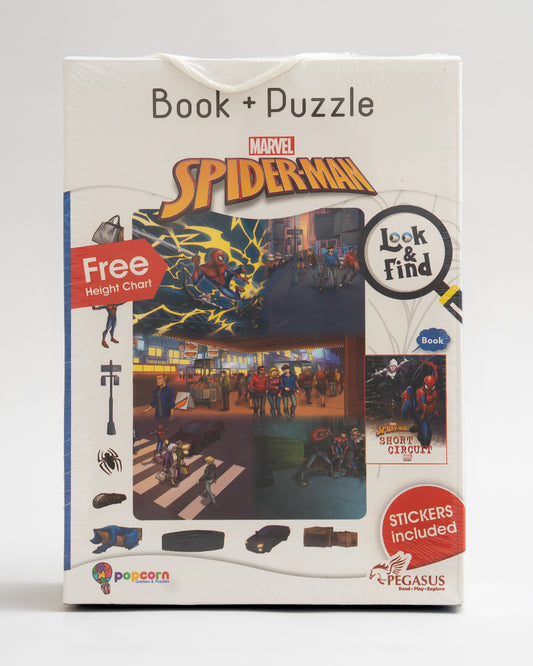 Popcorn Marvel Spiderman Look & Find Short Circuit-Learning Kit-Includes Book & Puzzle Set-Learning & Educational Toys-36M+