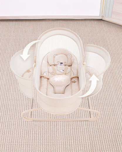 Mastela 4 in 1 Swing & Bassinet-12 Melodies-Adjustable Backrest-5 Points Harness-Breathable Mesh Sides & Soft Headrest-For 0 to 36M (Upto 15 Kg)-Bronze