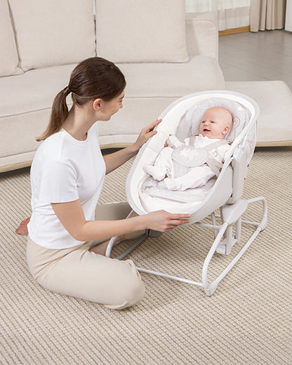 Mastela 4 in 1 Swing & Bassinet-12 Melodies-Adjustable Backrest-5 Points Harness-Breathable Mesh Sides & Soft Headrest-For 0 to 36M (Upto 15 Kg)-White
