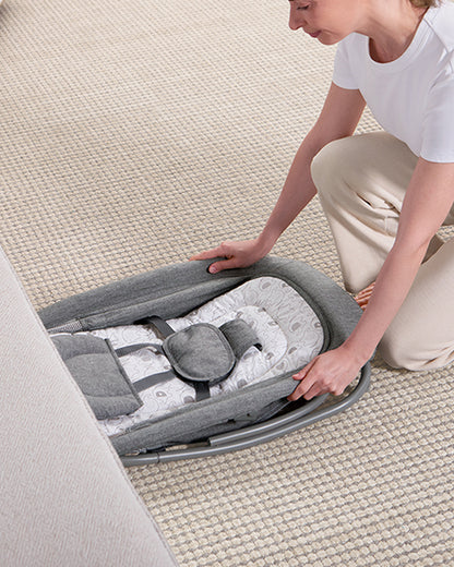 Mastela Deluxe 4 in 1 Swing & Rocker-5 Angle Side To Side Motion-Canopy with Net & Two Toys-15 Melodies With Volume Control-For 0 to 36M (Upto 15 Kg)-Dark Grey