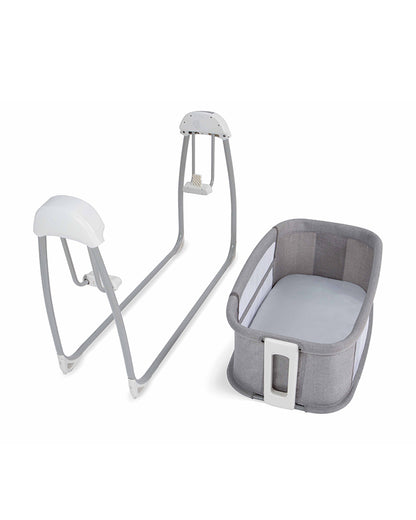 Mastela Deluxe 4 in 1 Bassinet-Cozy Bassinet, Swing & Bedside Sleeper Modes-5 Swing Speeds-15 Melodies-For 0 to 6M (Upto 9 kg)-Grey