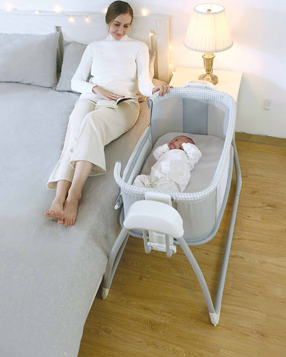 Mastela Deluxe 4 in 1 Bassinet-Cozy Bassinet, Swing & Bedside Sleeper Modes-5 Swing Speeds-15 Melodies-For 0 to 6M (Upto 9 kg)-White