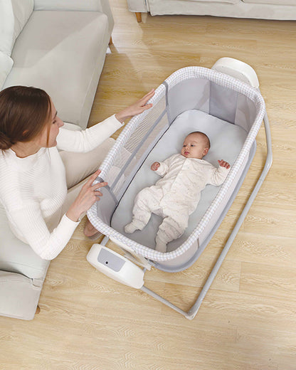 Mastela Deluxe 4 in 1 Bassinet-Cozy Bassinet, Swing & Bedside Sleeper Modes-5 Swing Speeds-15 Melodies-For 0 to 6M (Upto 9 kg)-White