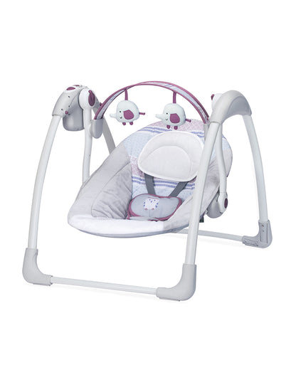 Mastela Deluxe Portable Swing-Compact Fold-2 Position Recline-With 5 Swing Speeds-Upto 9 Kg-For Infants-Grey