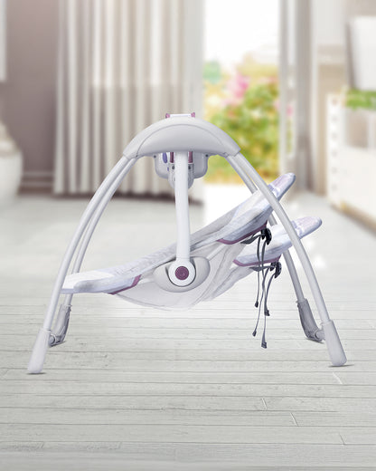 Mastela Deluxe Portable Swing-Compact Fold-2 Position Recline-With 5 Swing Speeds-Upto 9 Kg-For Infants-Grey