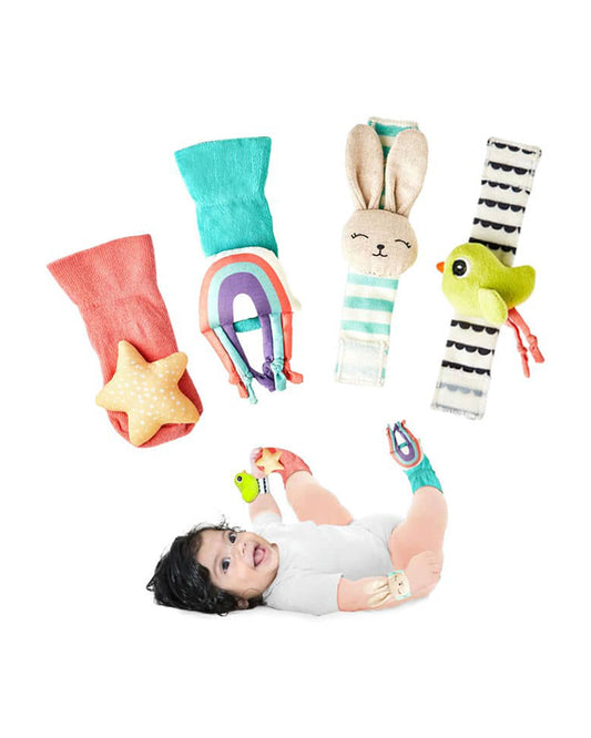 Curious Cub Foot Finder & Wrist Rattle Toy-Encourages Movement & Body Awareness-For Newborn