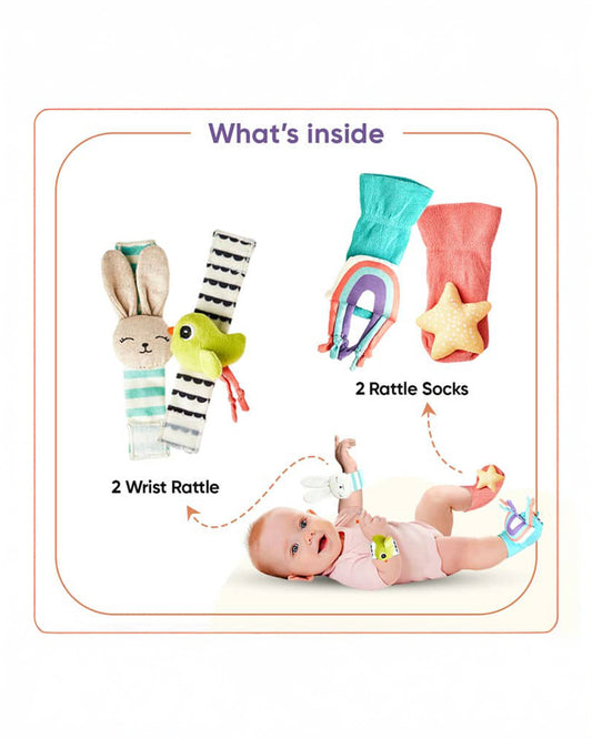 Curious Cub Foot Finder & Wrist Rattle Toy-Encourages Movement & Body Awareness-For Newborn