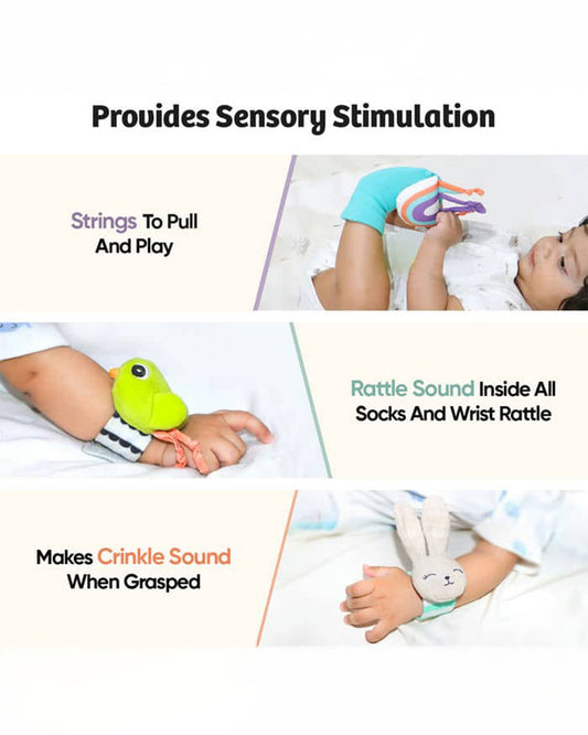 Curious Cub Foot Finder & Wrist Rattle Toy-Encourages Movement & Body Awareness-For Newborn