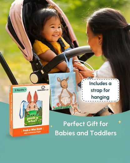 Curious Cub Peek-a-Who Cloth Book-8 Interactive Pages-Builds Early Reading Habits-Learning & Educational Toys-3M+
