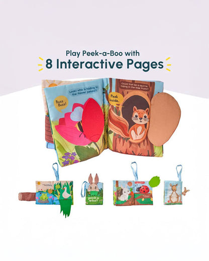 Curious Cub Peek-a-Who Cloth Book-8 Interactive Pages-Builds Early Reading Habits-Learning & Educational Toys-3M+