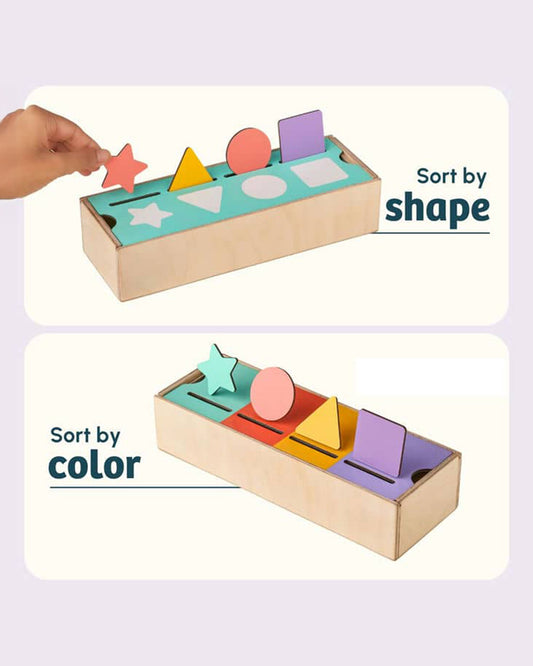 Curious Cub Shape & Color Sorter-Includes 16 Chunky Shapes & 2 Sorting Lids-Learning & Educational Toys-12M+