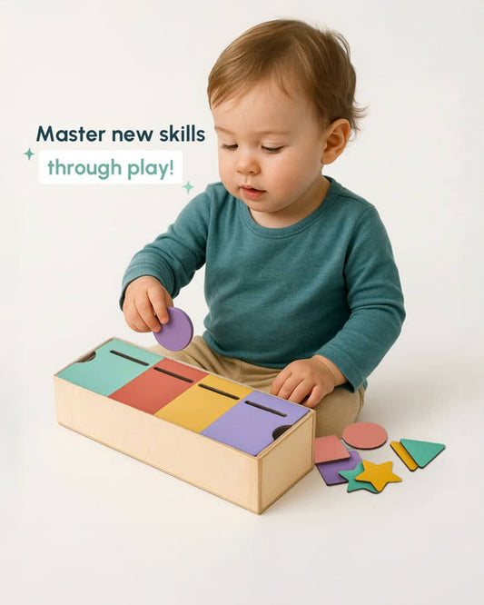 Curious Cub Shape & Color Sorter-Includes 16 Chunky Shapes & 2 Sorting Lids-Learning & Educational Toys-12M+