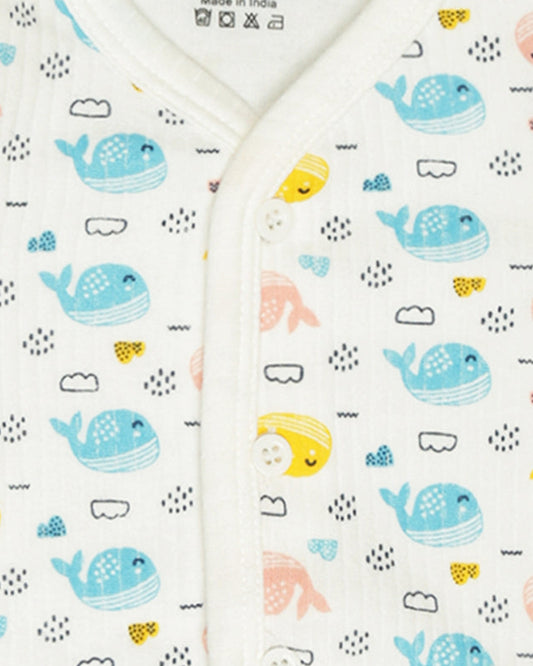 Bodycare White & Multicolor Thermals-Printed-Cotton-Pack of 3-For Infants