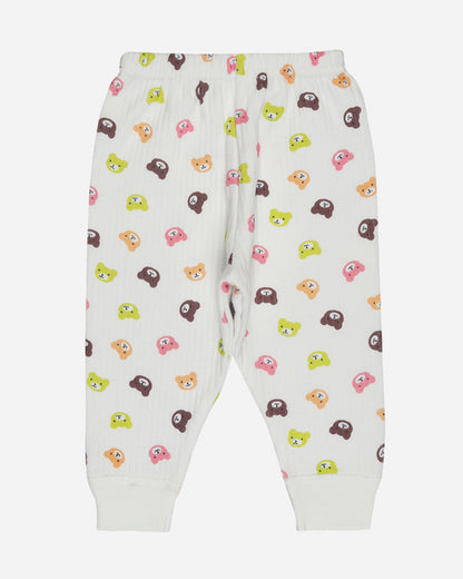 Bodycare White & Multicolor Thermal Pajamas-Other Prints-Cotton-Pack of 3-For Infants