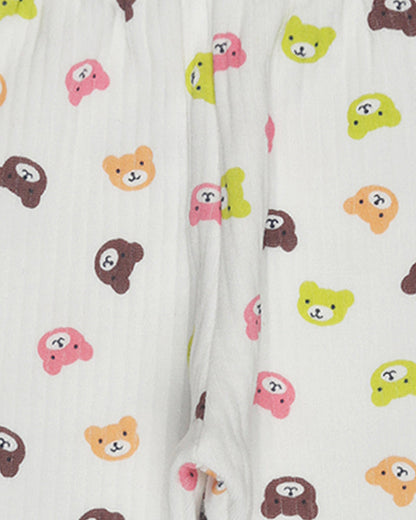 Bodycare White & Multicolor Thermal Pajamas-Other Prints-Cotton-Pack of 3-For Infants