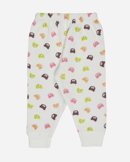 Bodycare White & Multicolor Thermal Pajamas-Other Prints-Cotton-Pack of 3-For Infants