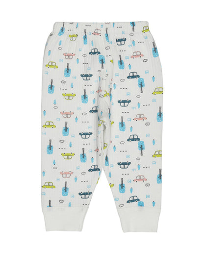 Bodycare White & Multicolor Thermal Pajamas-Other Prints-Cotton-Pack of 3-For Infants