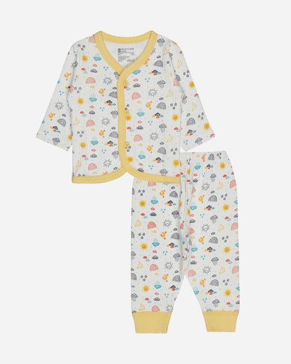 Bodycare Yellow & Multicolor Thermal Set-Printed-Cotton-For Infants