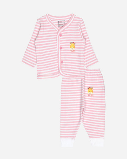 Bodycare Pink & White Thermal Set-Striped-Cotton-For Infants