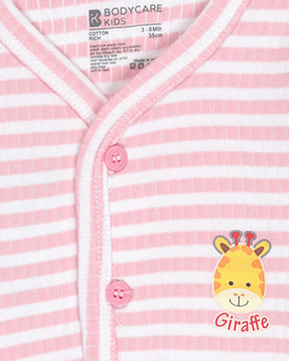 Bodycare Pink & White Thermal Set-Striped-Cotton-For Infants