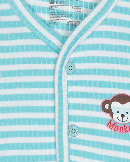 Bodycare Blue & White Thermal Set-Striped-Cotton-For Infants