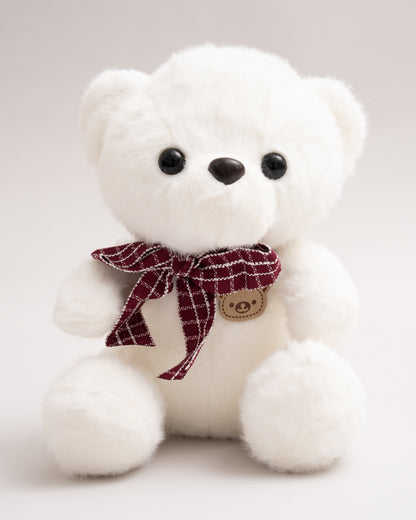 Just Bear White Miso Soft Toy With Leather Patch-Plush Cuddly & Huggable Bear-36M+