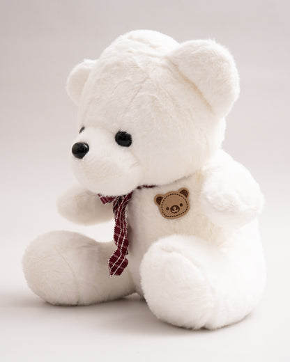 Just Bear White Miso Soft Toy With Leather Patch-Plush Cuddly & Huggable Bear-36M+