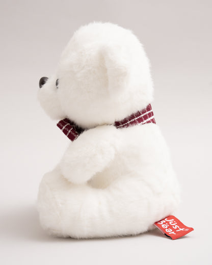 Just Bear White Miso Soft Toy With Leather Patch-Plush Cuddly & Huggable Bear-36M+