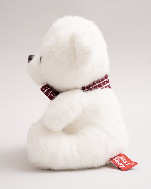Just Bear White Miso Soft Toy With Leather Patch-Plush Cuddly & Huggable Bear-36M+