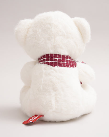 Just Bear White Miso Soft Toy With Leather Patch-Plush Cuddly & Huggable Bear-36M+
