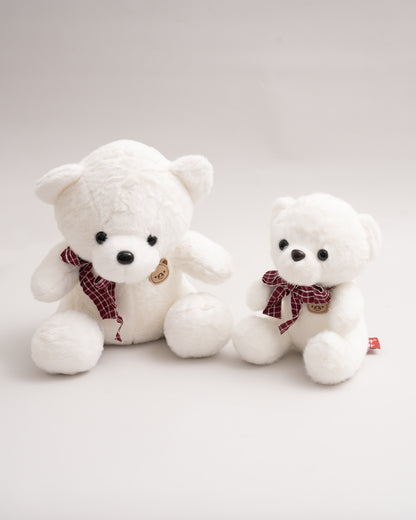 Just Bear White Miso Soft Toy With Leather Patch-Plush Cuddly & Huggable Bear-36M+