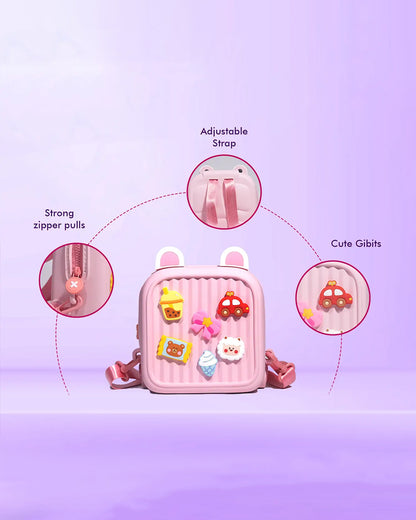 Very Peri Cute Mickey Ears Backpack-Pink-Adjustable Shoulder Straps-Preschool Nursery Travel Bag