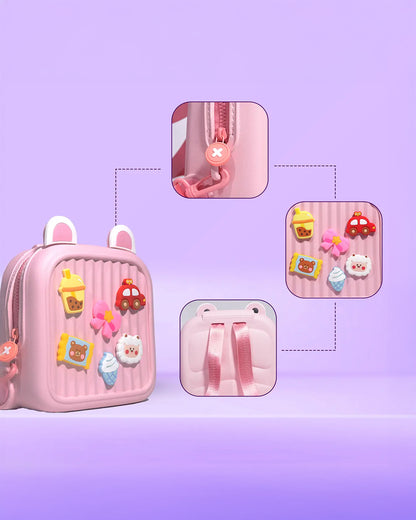 Very Peri Cute Mickey Ears Backpack-Pink-Adjustable Shoulder Straps-Preschool Nursery Travel Bag