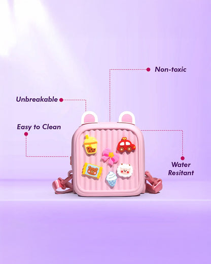 Very Peri Cute Mickey Ears Backpack-Pink-Adjustable Shoulder Straps-Preschool Nursery Travel Bag