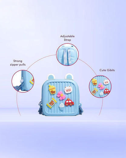 Very Peri Cute Mickey Ears Backpack-Blue-Adjustable Shoulder Straps-Preschool Nursery Travel Bag