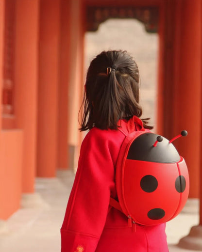 Very Peri Cute Ladybug Luck Backpack-Red-Adjustable Shoulder Straps-Preschool Nursery Travel Bag