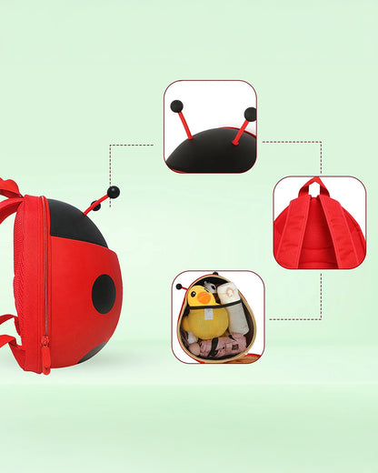 Very Peri Cute Ladybug Luck Backpack-Red-Adjustable Shoulder Straps-Preschool Nursery Travel Bag
