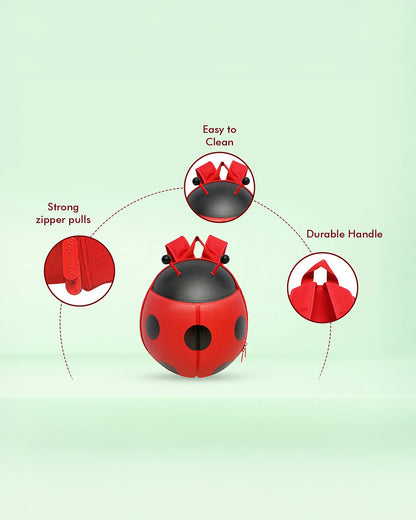 Very Peri Cute Ladybug Luck Backpack-Red-Adjustable Shoulder Straps-Preschool Nursery Travel Bag