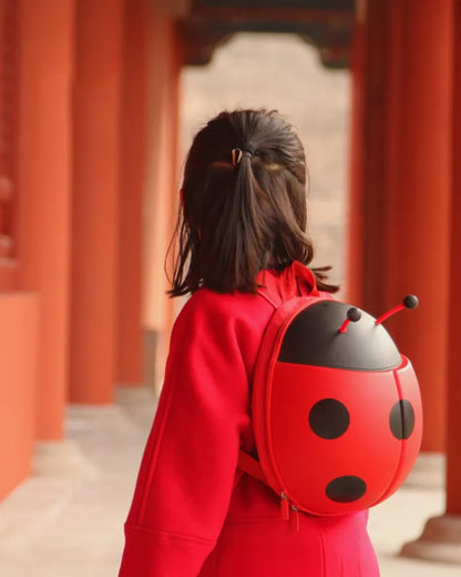 Very Peri Cute Ladybug Luck Backpack-Red-Adjustable Shoulder Straps-Preschool Nursery Travel Bag